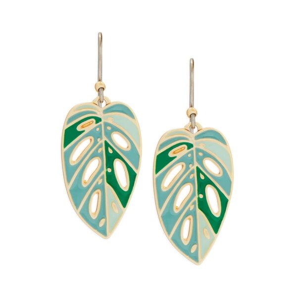 Lucky Brand Jewelry - Lucky Brand Enamel Monstera Leaves Drop Earrings